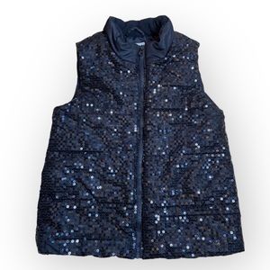 🌺 TCP Black Sequin Puffer Vest